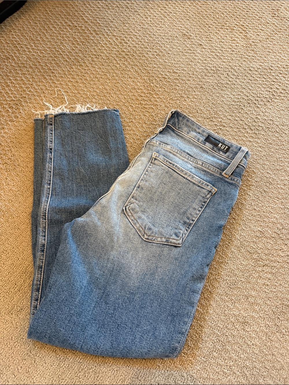Kut from the Kloth Distressed Light Blue Straight Leg Jeans